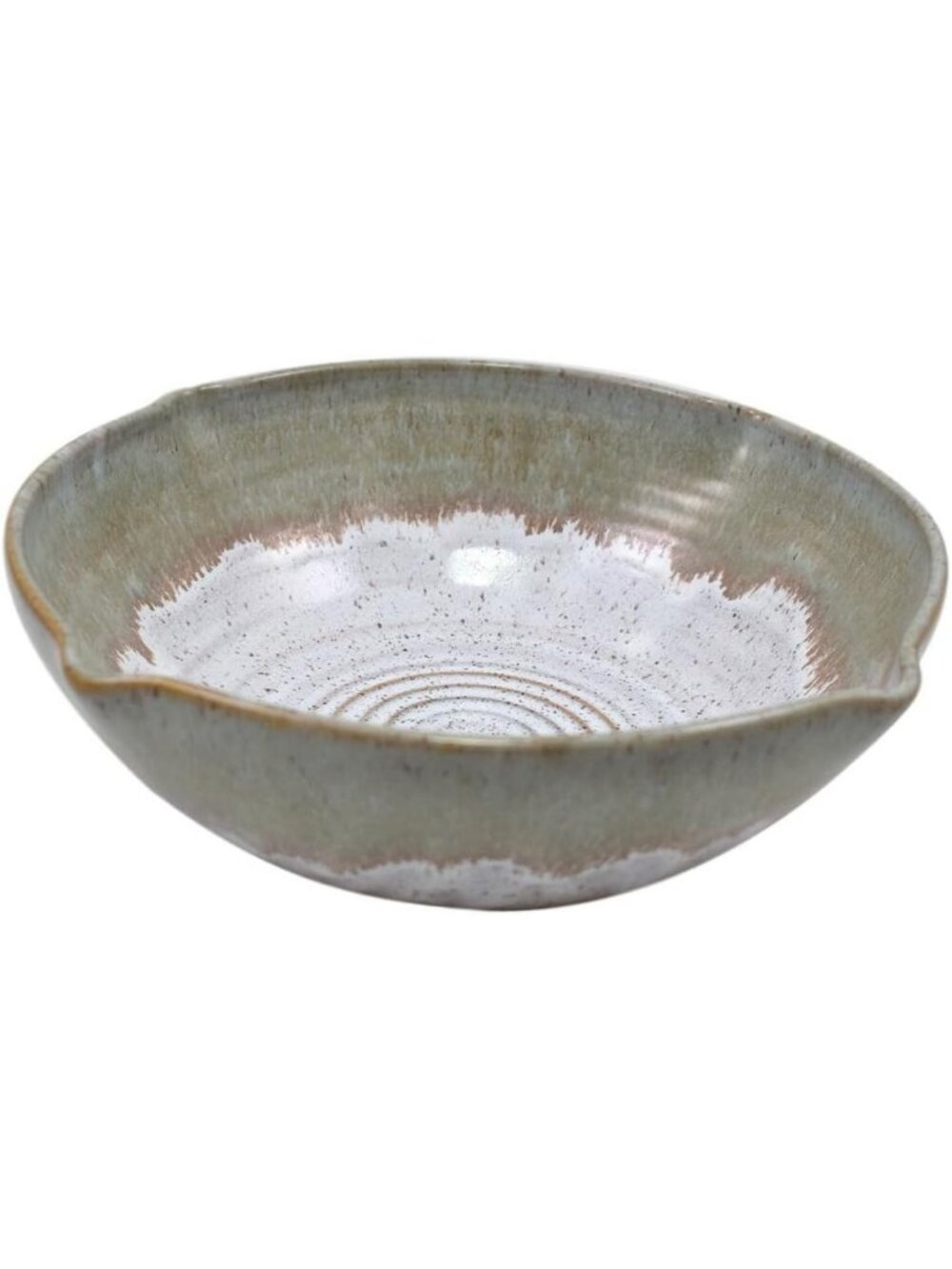 Handcrafted 11-Inch Crimped Serving Bowl - American Made, Misty Meadow Glaze